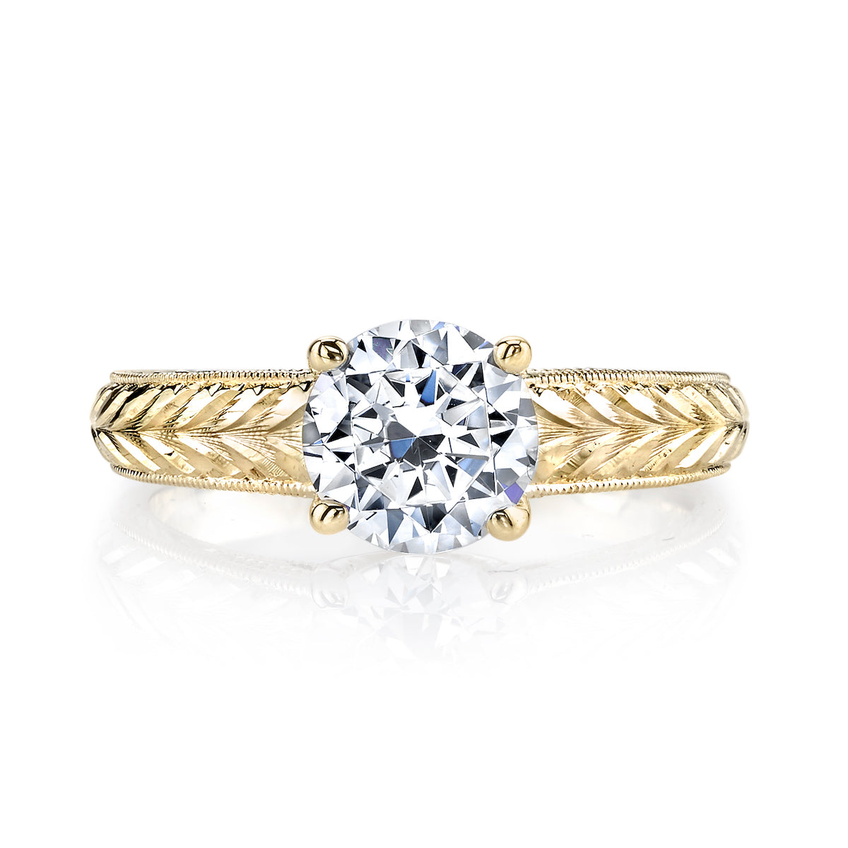 Mars Round Engagement Ring 14K Yellow Gold