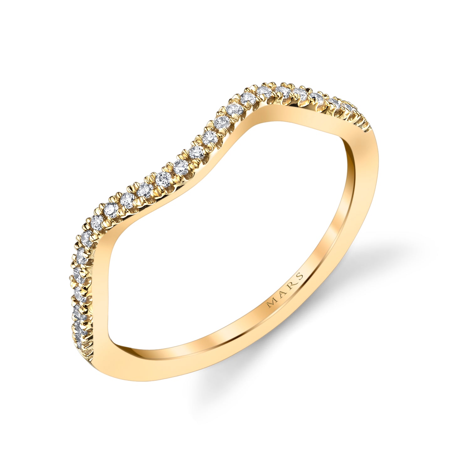 14k Yellow Gold Wave Diamond Band