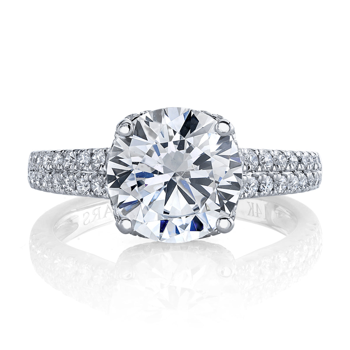 Mars Round Engagement Ring 14K White Gold