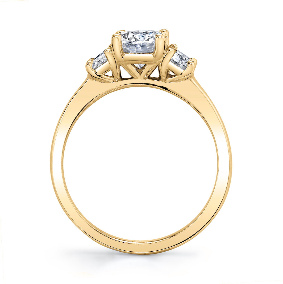 Mars Oval Three-Stone Engagement Ring 14K Yellow Gold