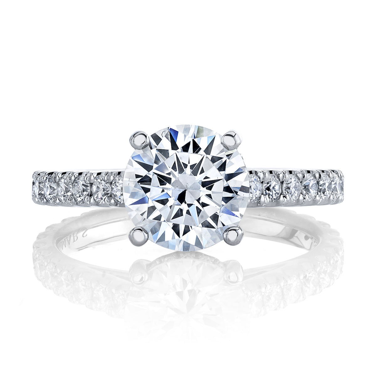 Mars Round Engagement Ring 14K White Gold