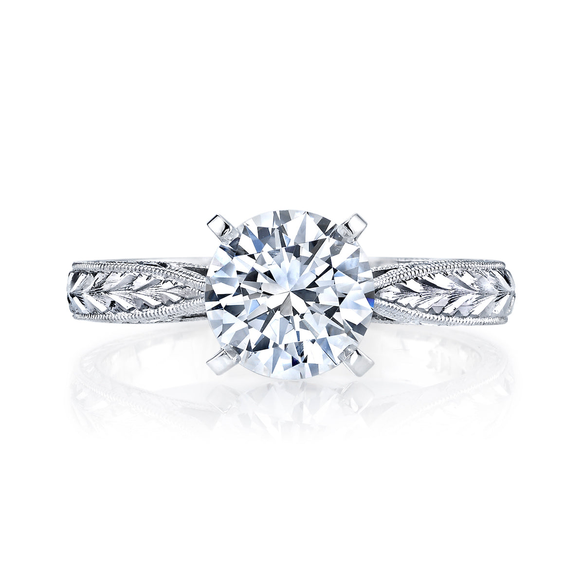 Mars Round Engagement Ring 14K White Gold