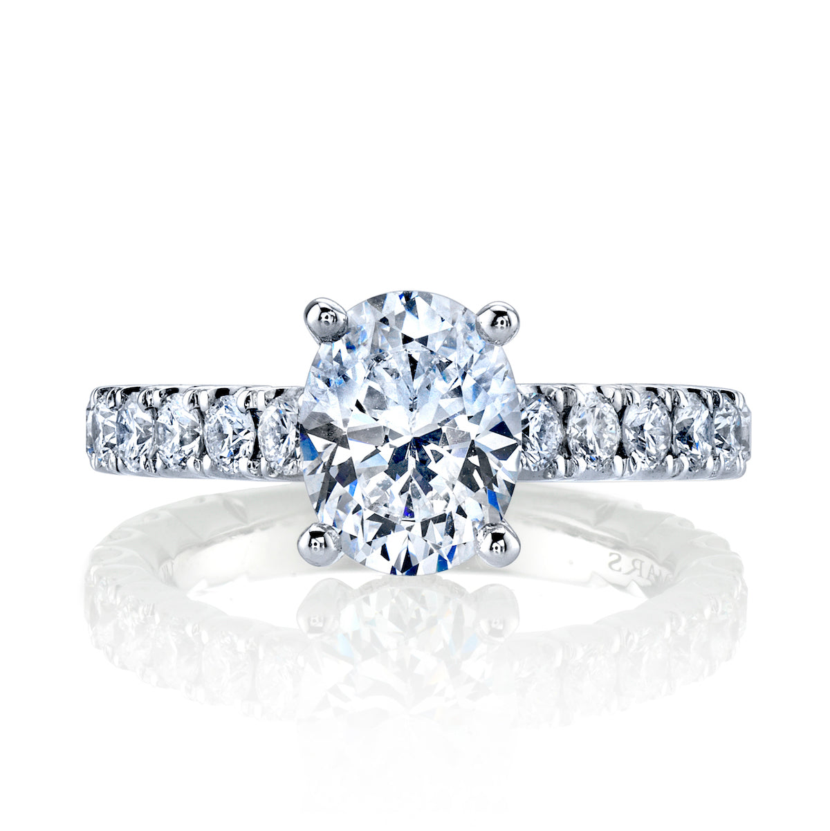 Mars Oval Engagement Ring with Hidden Halo 14K White Gold