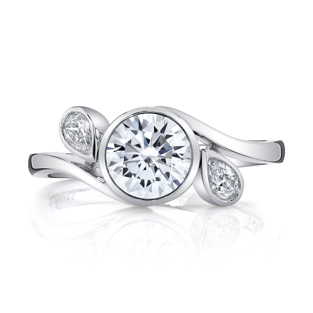 Mars Round Engagement Ring 14K White Gold 27325