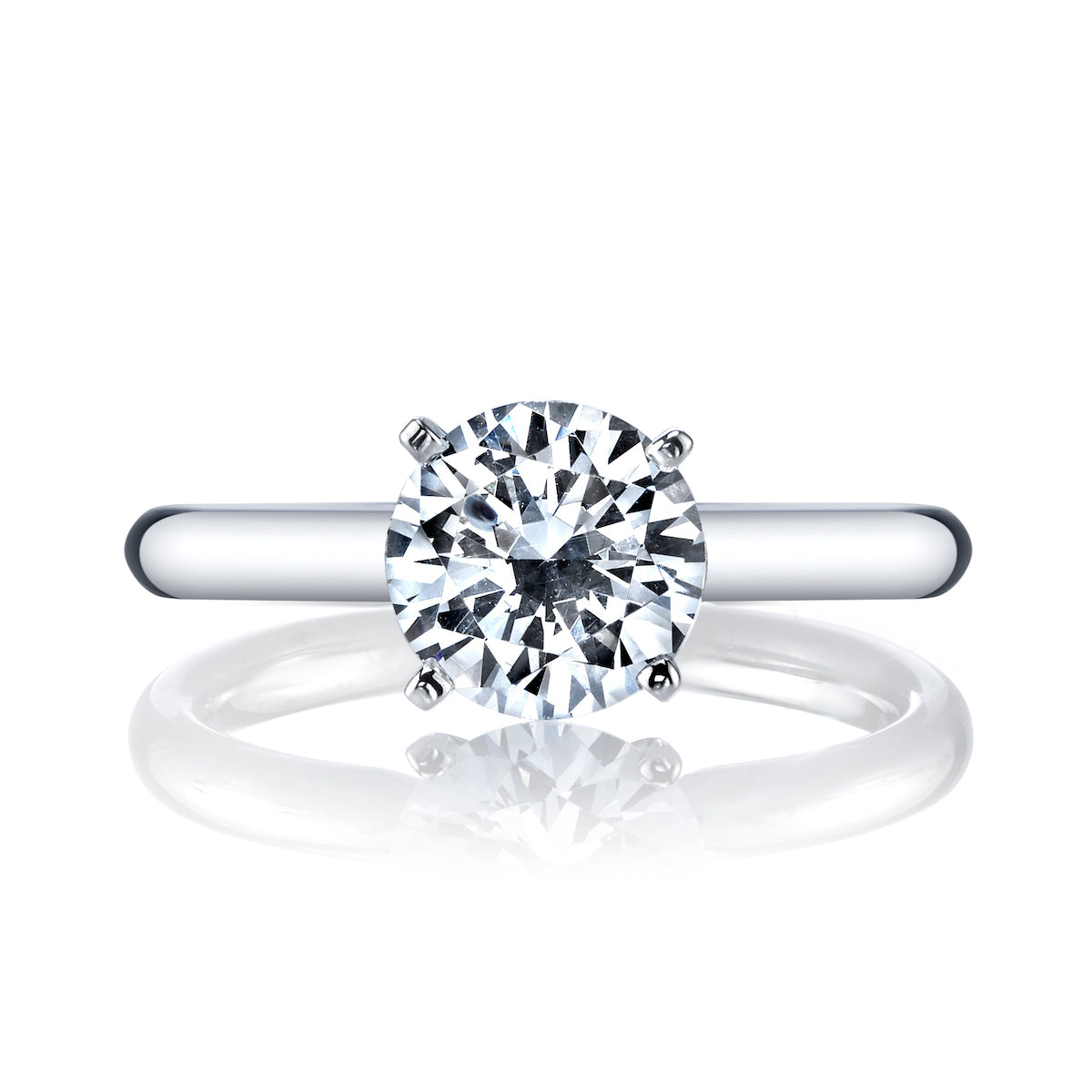 Mars Round Engagement Ring 14K White Gold