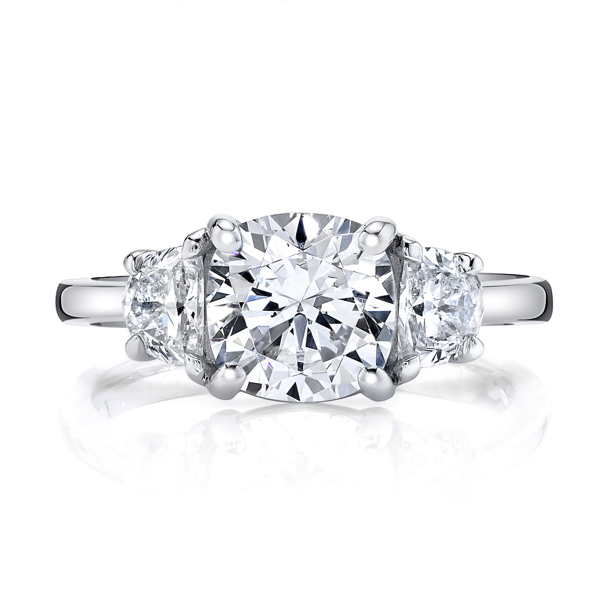 Mars Round Three-Stone Engagement Ring 14K White Gold