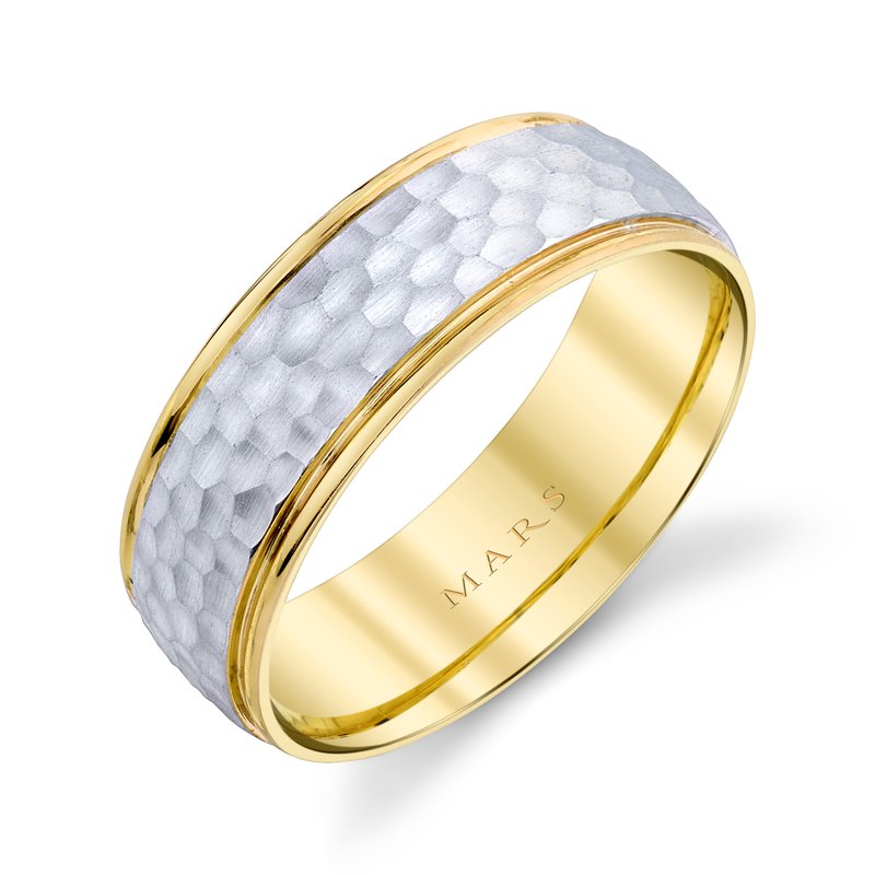 Men's 7mm Two Tone Hammered Wedding Band
