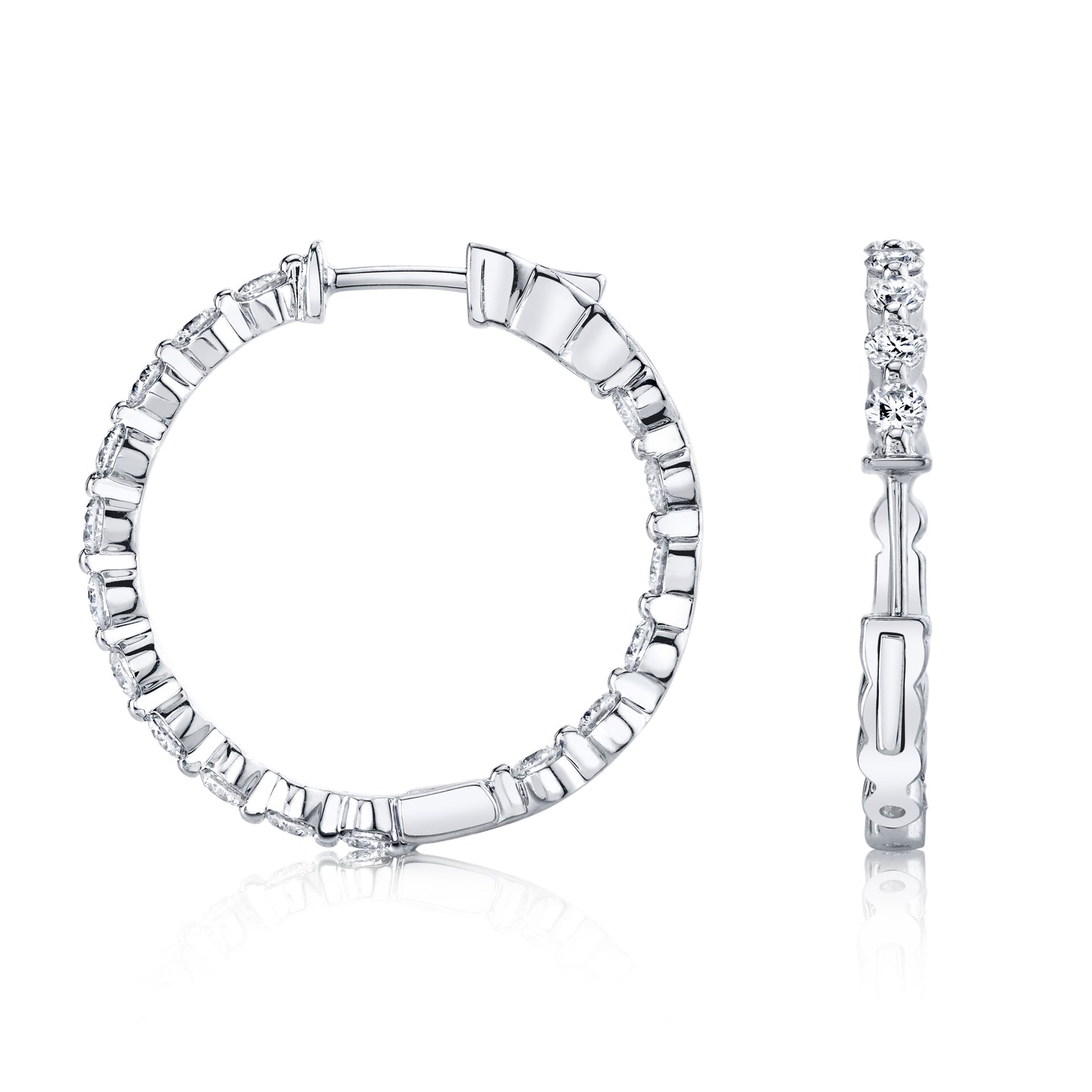 Diamond Hoops 14K White Gold 2.00 TDW