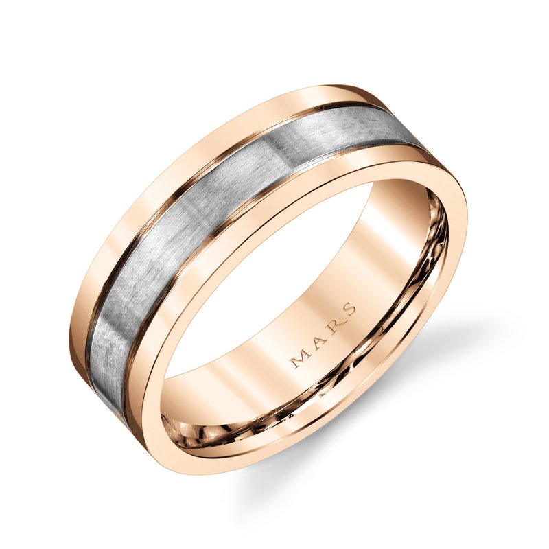Men's Two Tone Traditional Satin Finish Wedding Band