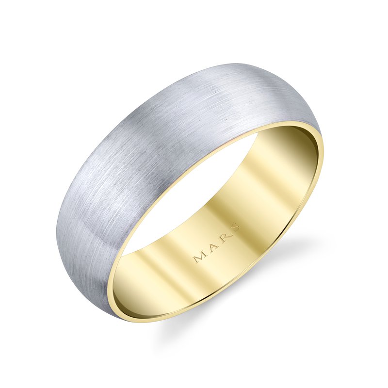 Men's 14k Two Tone Brushed Half Round Wedding Band