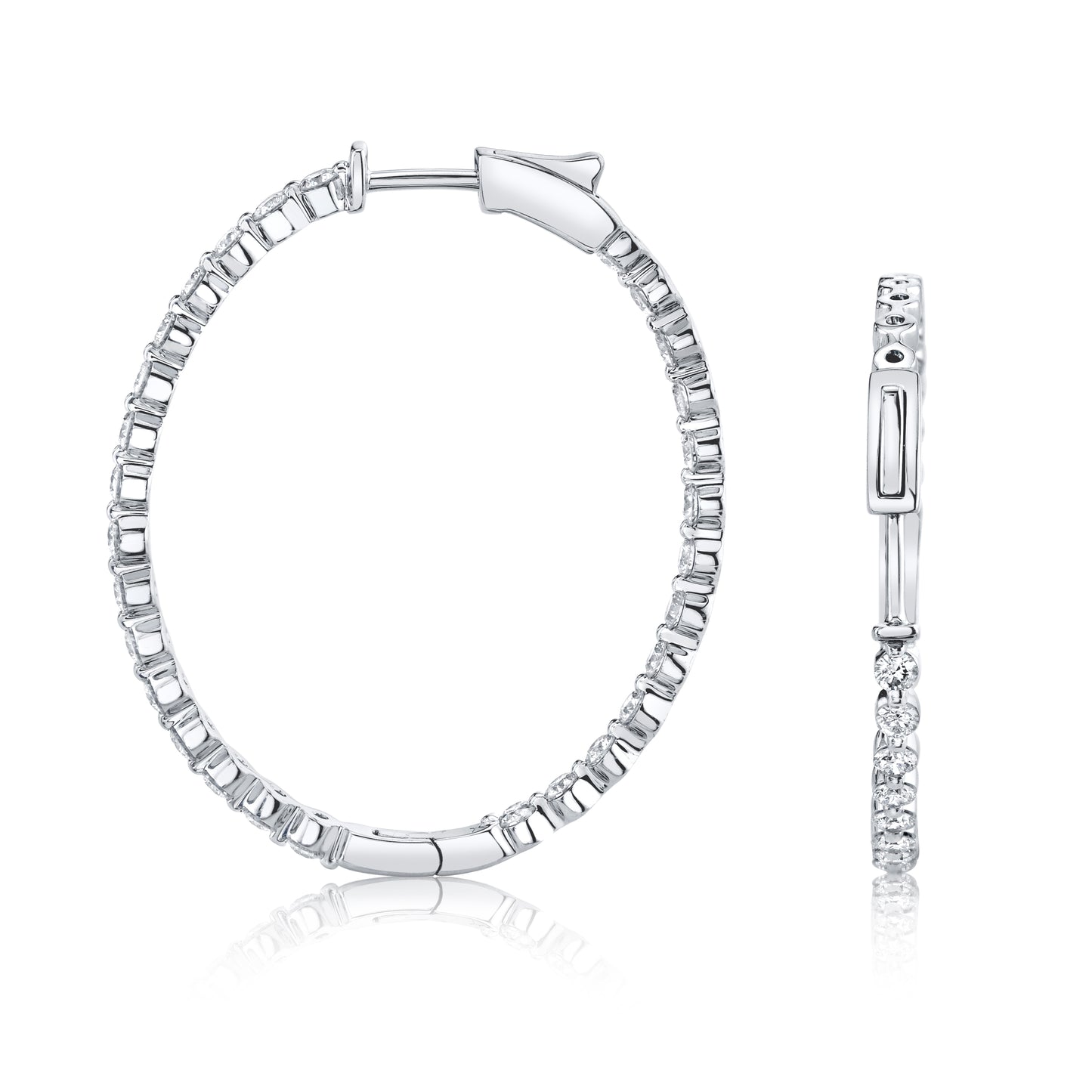 Diamond Oval Hoops 14K White Gold 2.00 TDW