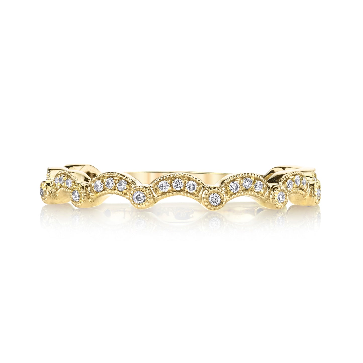 14K Yellow Gold Diamond Wave Band