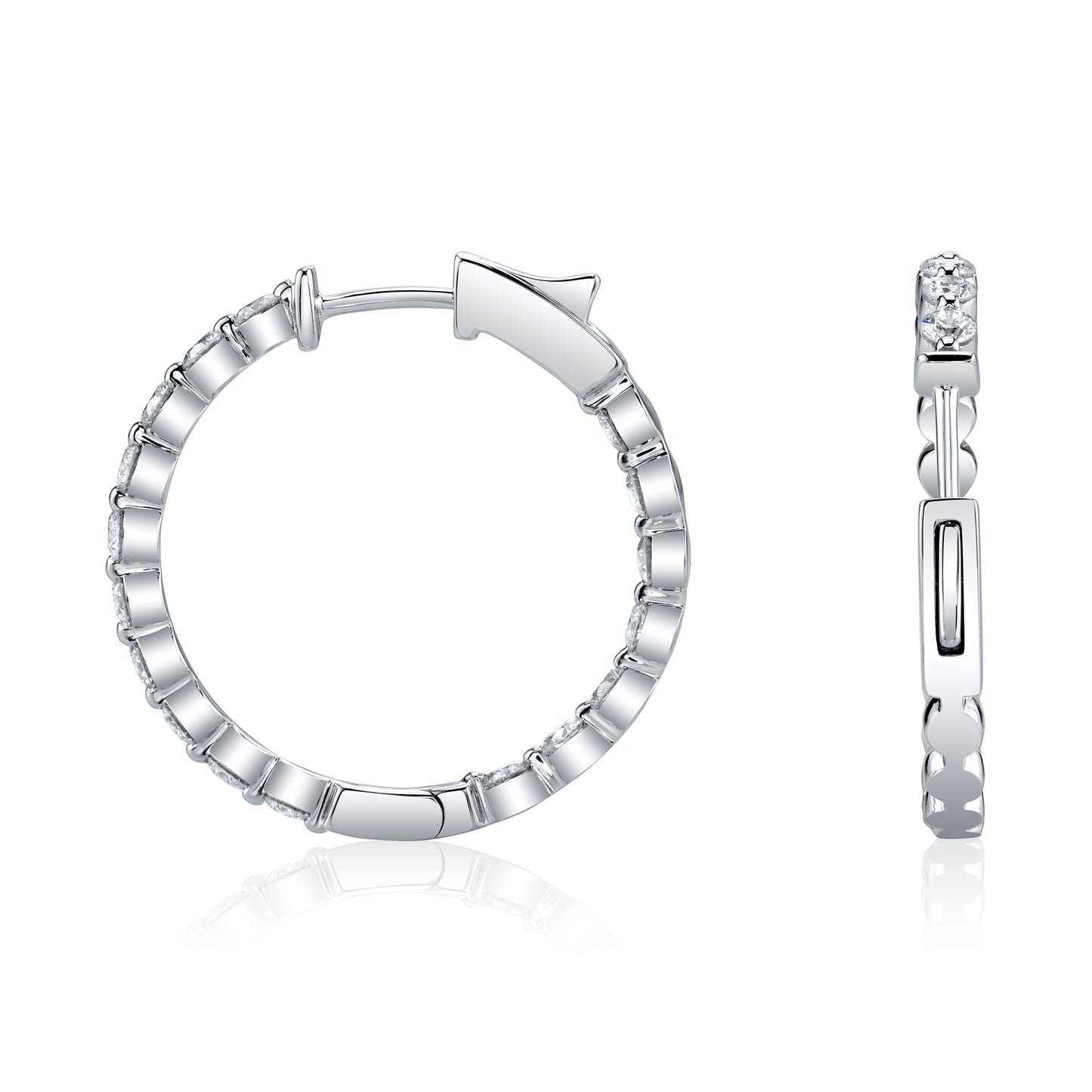 Diamond Hoops 14K White Gold 1.50 TDW