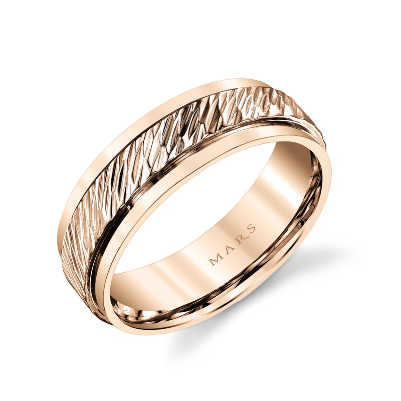 Men's 7mm Grooved Flat Stepped Edge Wedding Band