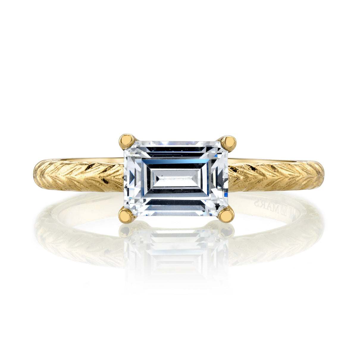 Mars Emerald Engagement Ring 14K Yellow Gold