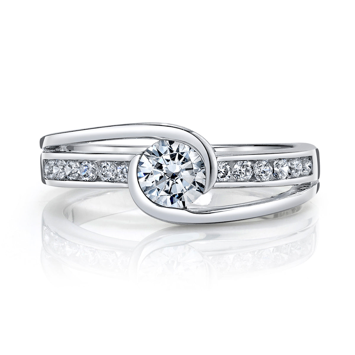 Mars Round Engagement Ring 14K White Gold