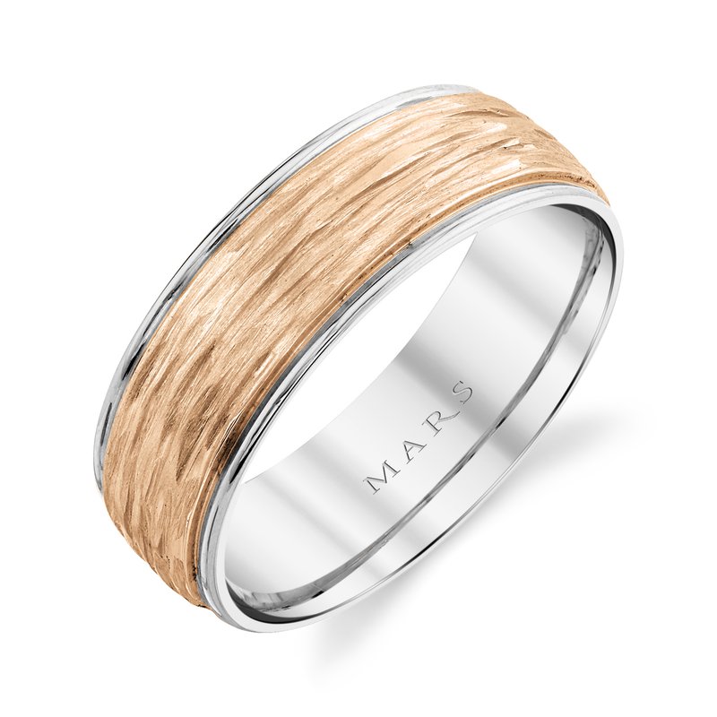 Men's 7mm Two Tone Wave Finish Wedding Band