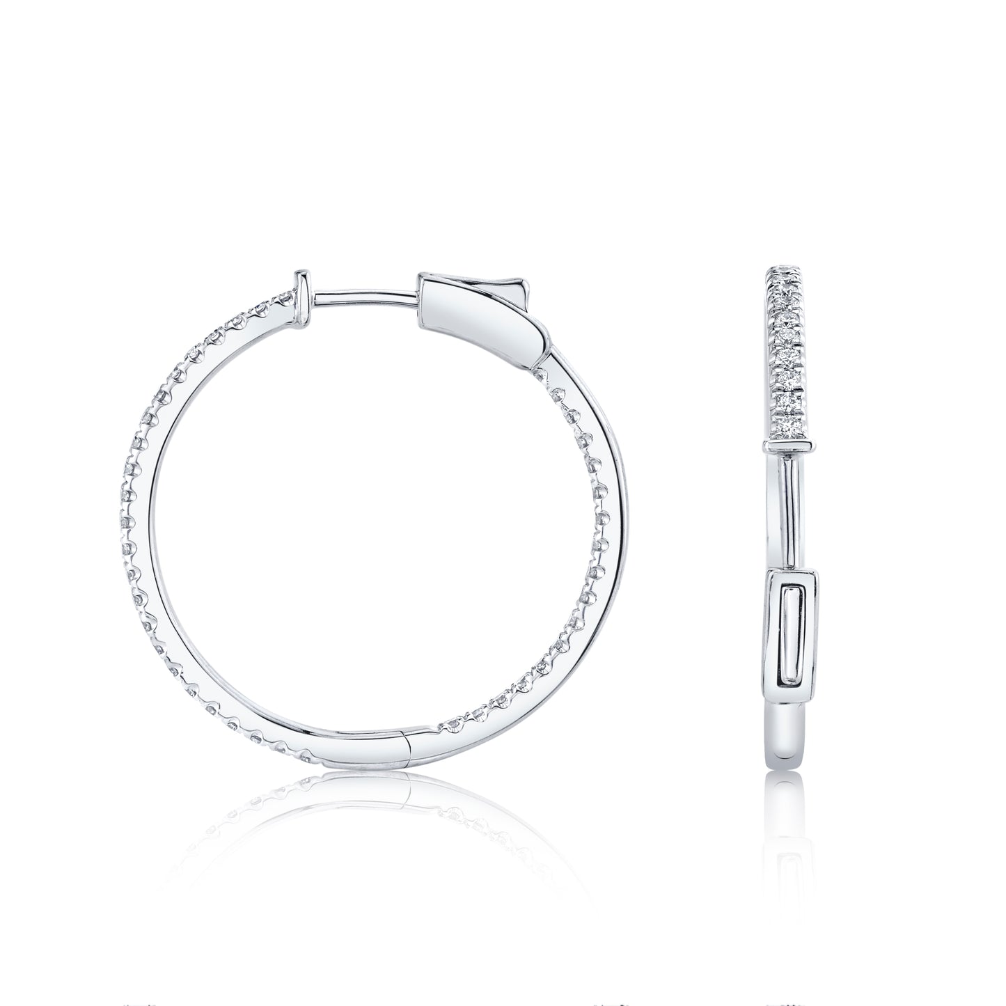 Diamond Hoops 14K White Gold 0.70 TDW