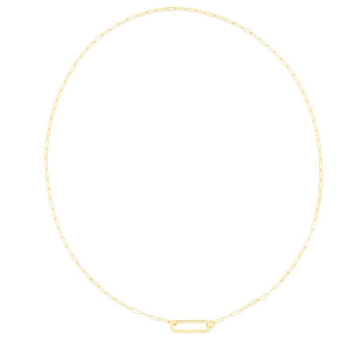 14K Elongated Link Push-lock Necklace