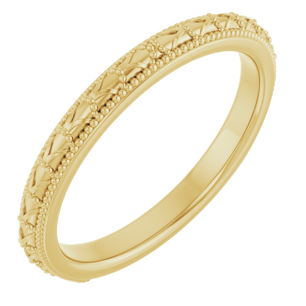 14k Gold 2.5mm Milgrain Sculptural Ladies' Band