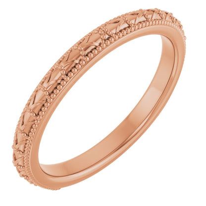 14k Gold 2.5mm Milgrain Sculptural Ladies' Band