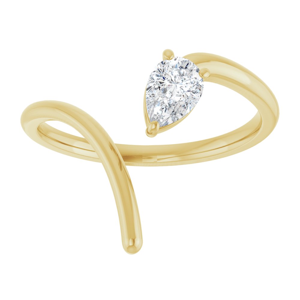 14k Yellow Gold Open Fashion Band with Pear Shape Diamond