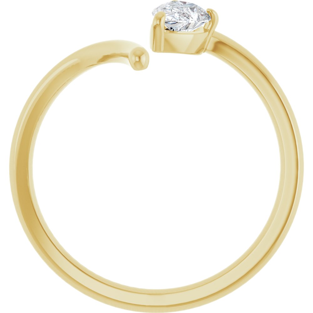 14k Yellow Gold Open Fashion Band with Pear Shape Diamond