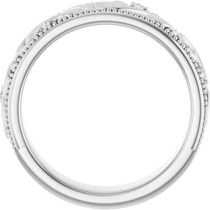 14k Gold Round Floral 6mm with Diamonds Ladies' Band