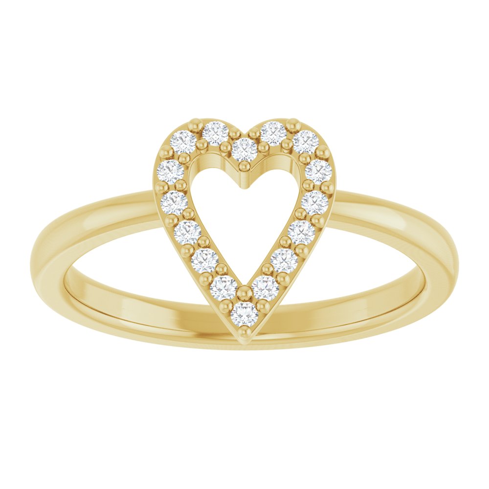 14k Yellow Gold Diamond Heart Fashion Ring