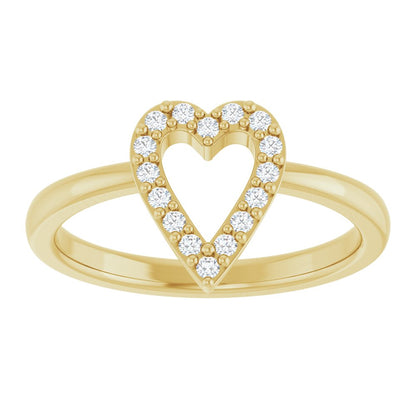 14k Yellow Gold Diamond Heart Fashion Ring