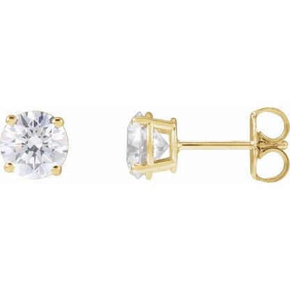 14k Yellow Gold 3 CTW Traditional 4-Prong Setting Lab-Grown Diamond Stud