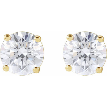 14k Yellow Gold 2 CTW Traditional 4-Prong Setting Lab-Grown Diamond Stud