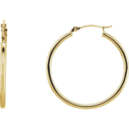 14K Yellow Tube 30 mm Hoop Earrings