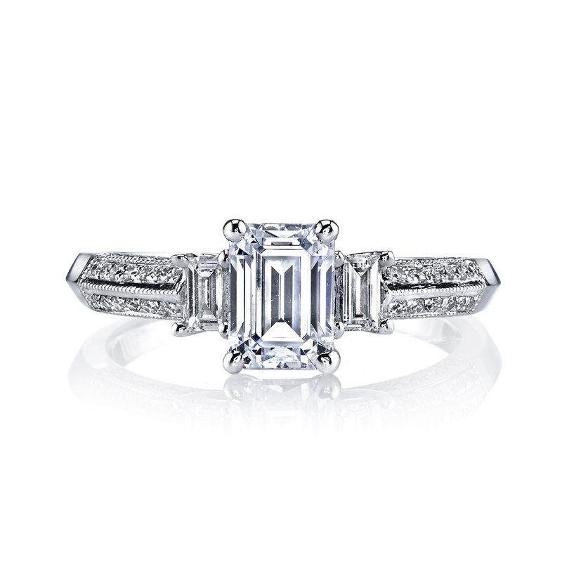 Three Stone Knife Edge Engagement Ring