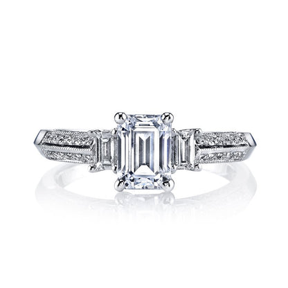 Three Stone Knife Edge Engagement Ring
