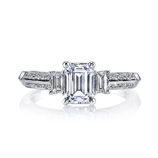 Three Stone Knife Edge Engagement Ring