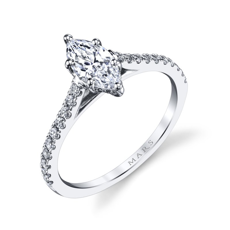White Gold And Diamond Marquise Cut Engagement Ring