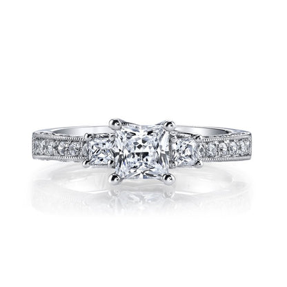 Classic Three Stone Princess Cut Engagement Ring