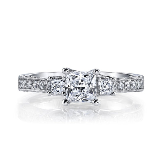 Classic Three Stone Princess Cut Engagement Ring