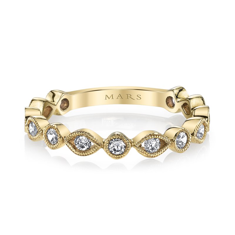 Round Diamond Stackable Band With Milgrain Edge