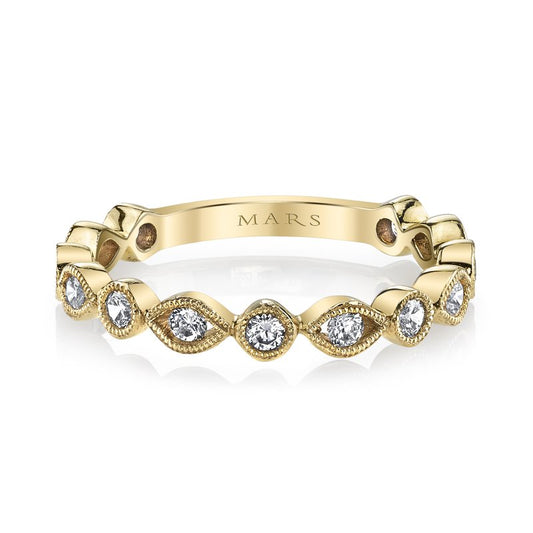 Round Diamond Stackable Band With Milgrain Edge