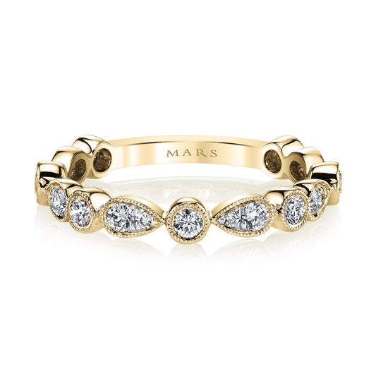 Diamond Stackable Band With Bezel Milgrain Edge