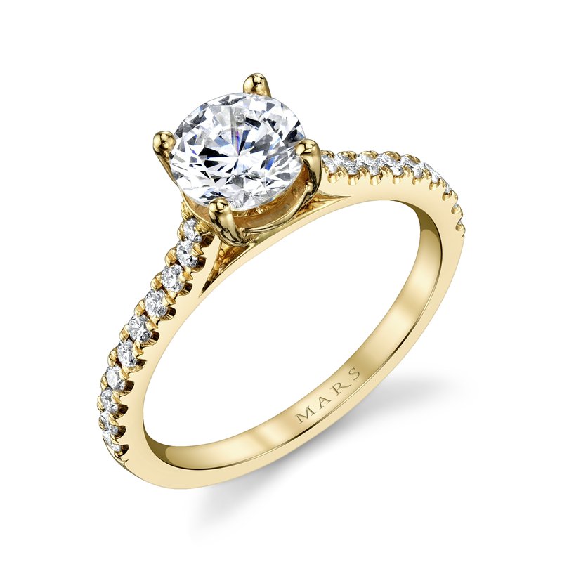 Yellow Gold And Diamond Cathedral Style Setting