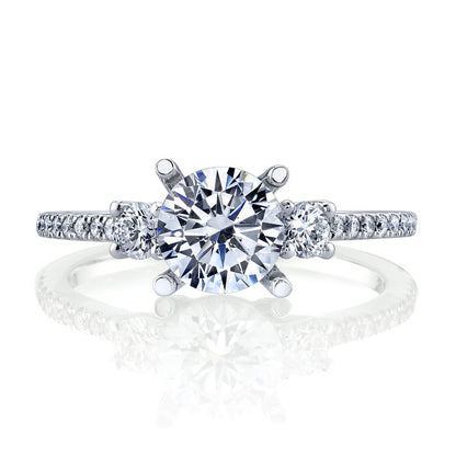 White Gold Three Stone Round Cut Diamond Engagement Ring