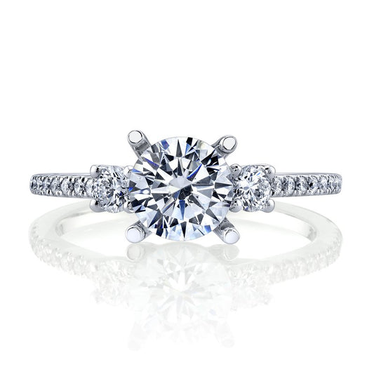 White Gold Three Stone Round Cut Diamond Engagement Ring