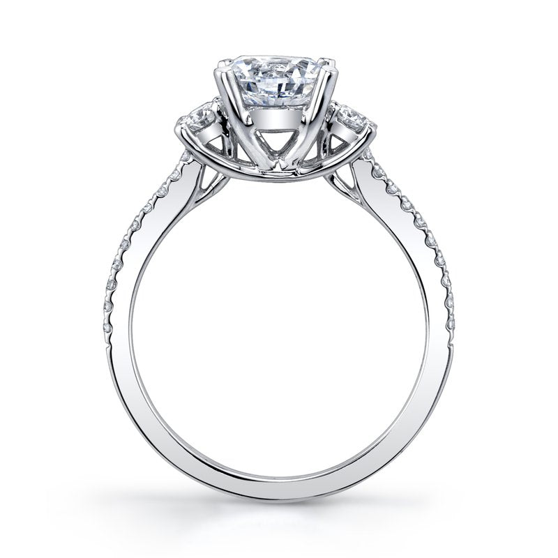 White Gold Three Stone Round Cut Diamond Engagement Ring