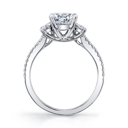 White Gold Three Stone Round Cut Diamond Engagement Ring