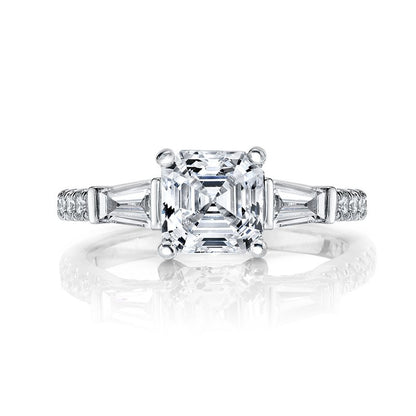 Asscher Cut Diamond Three Stone Engagement Ring