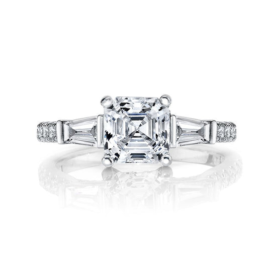 Asscher Cut Diamond Three Stone Engagement Ring
