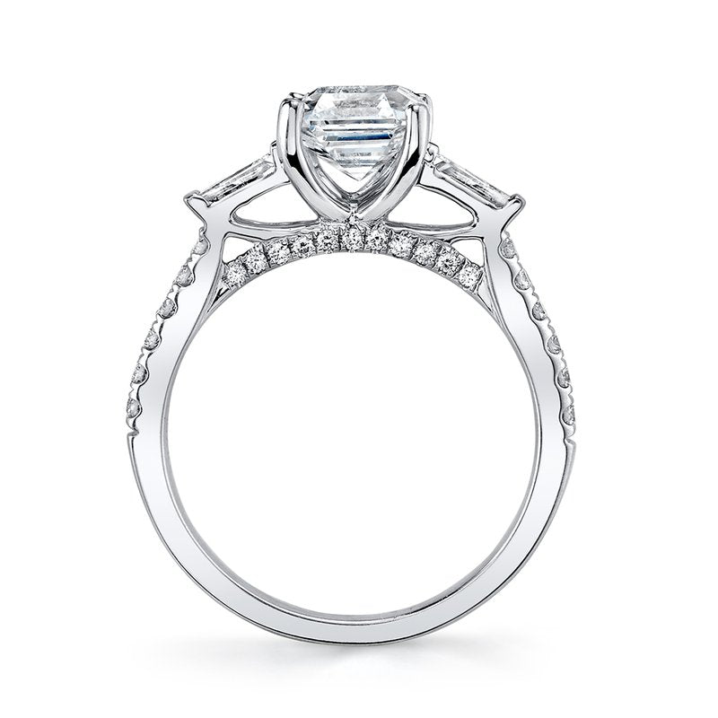Asscher Cut Diamond Three Stone Engagement Ring